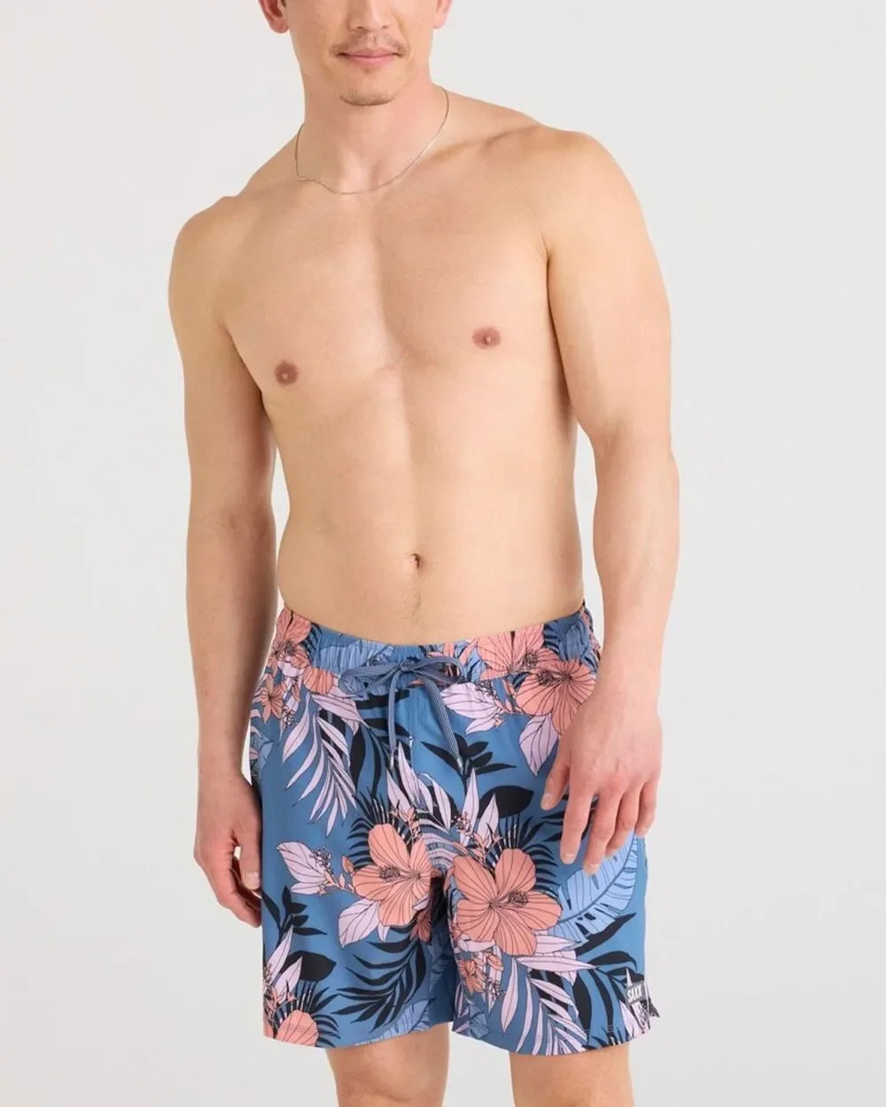 SAXX Oh Buoy 7” 2N1 BallPark Pouch Swim Trunks Hibiscus Jung Small